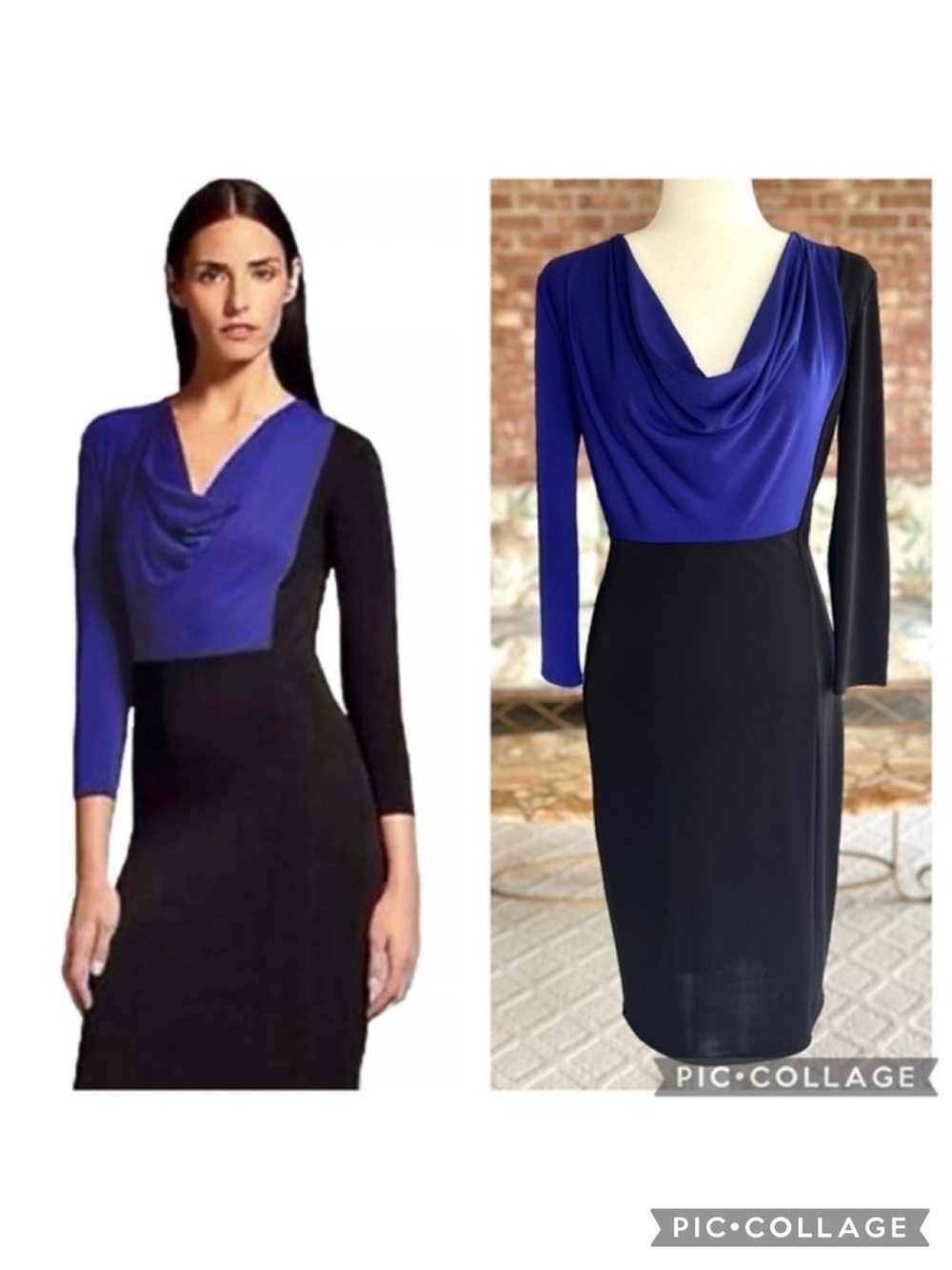 Narcisco Rodriguez Purple Black Pencil Bodycon Dress Draped Neck XS Cocktail